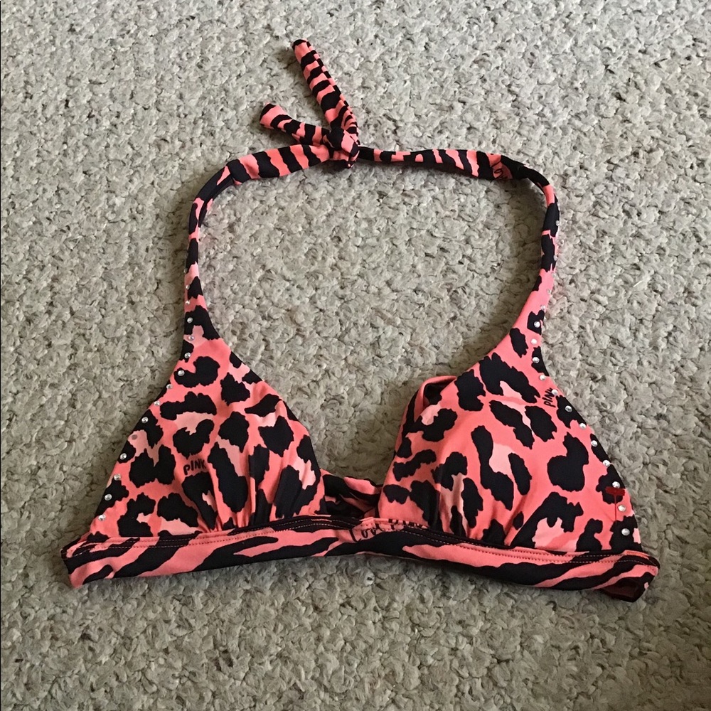 PINK VICTORIA SECRET BIKINI TOP SWIM ANIMAL XS EUC